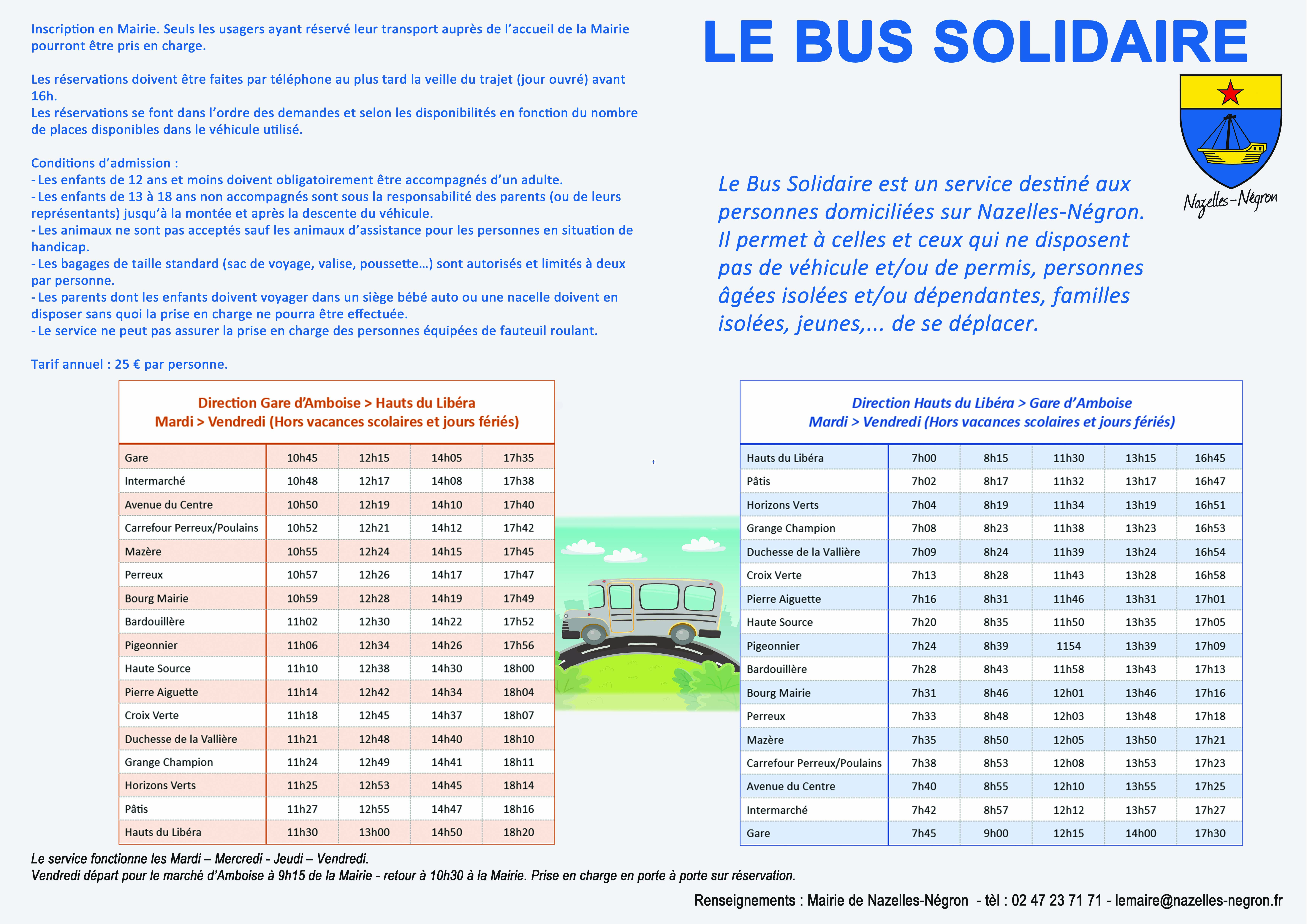 Horaires bus solidaire