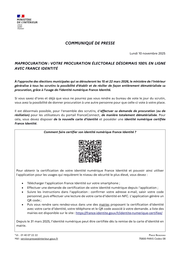 Communiqu&eacute; de presse