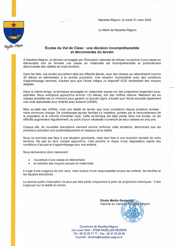 &Eacute;COLE DU VAL DE CISSE : UNE D&Eacute;CISION INCOMPR&Eacute;HENSIBLE ET D&Eacute;CONNECT&Eacute; DU TERRAIN